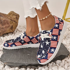 Women's Star & Striped Canvas Shoes Lace Up Outdoor Casual Shoes