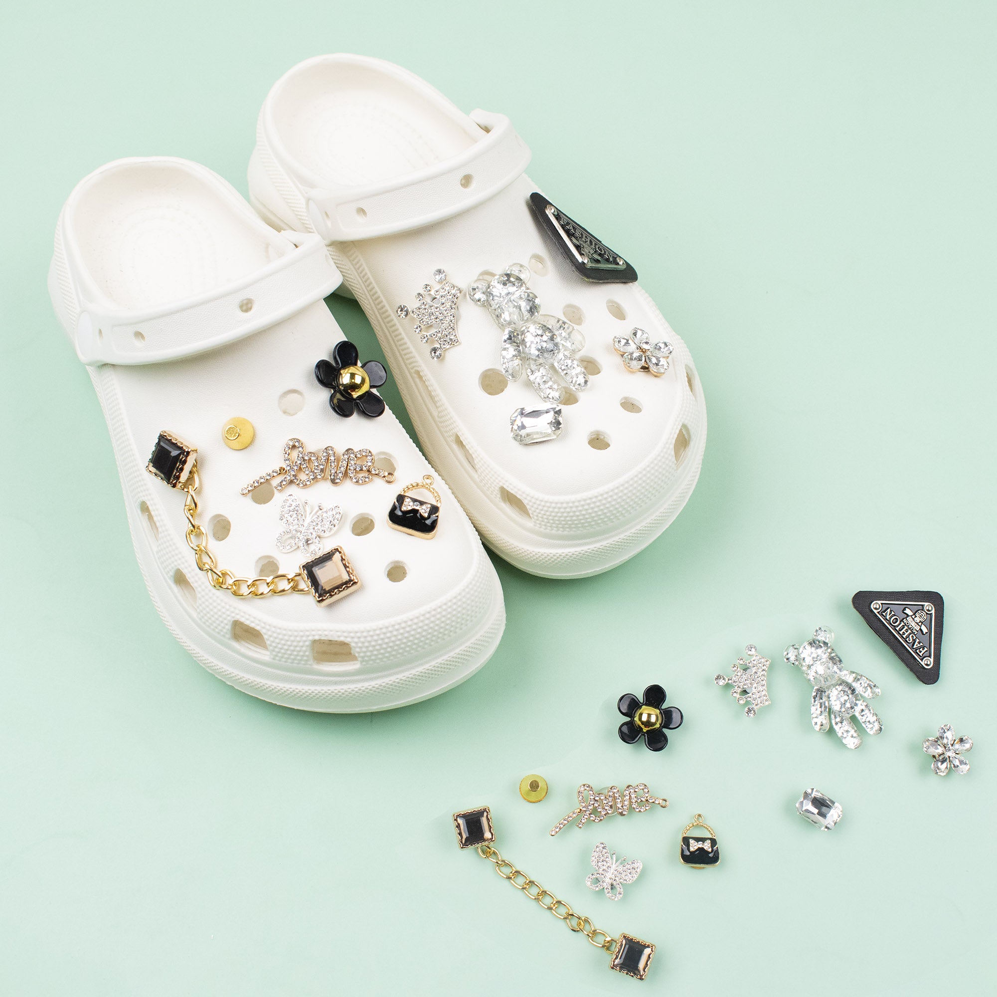 11 Pcs Bling Punk Goth Shoe Charms For Clog Slippers Party Favor