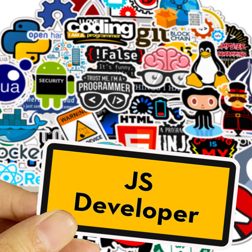 50pcs Reusable Vinyl Cartoon Programmer Sticker Pack for Tech Enthusiasts