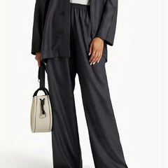  Wide Leg Trousers High Rise Elastic Waist