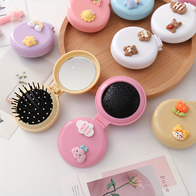 Cartoon Airbag Comb w/ Mirror Hair Brush
