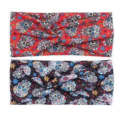 Halloween Skull Pattern Headband Cross Knot Hair Accessories