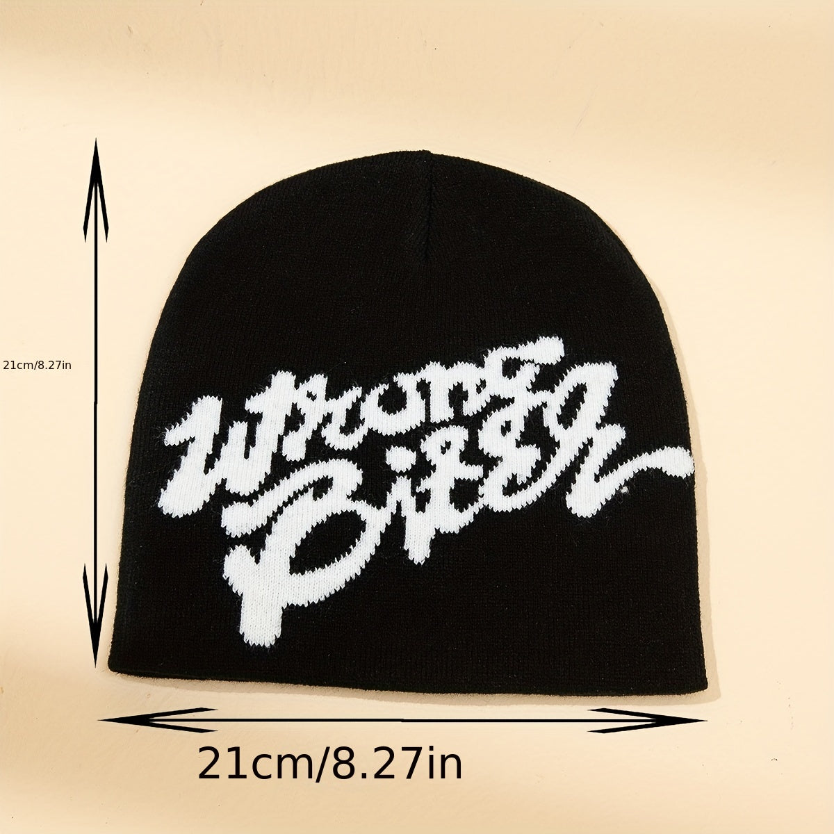Y2K Letter Jacquard Beanie Elastic Hip Hop Knit Hat