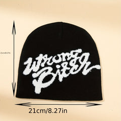Y2K Letter Jacquard Beanie Elastic Hip Hop Knit Hat
