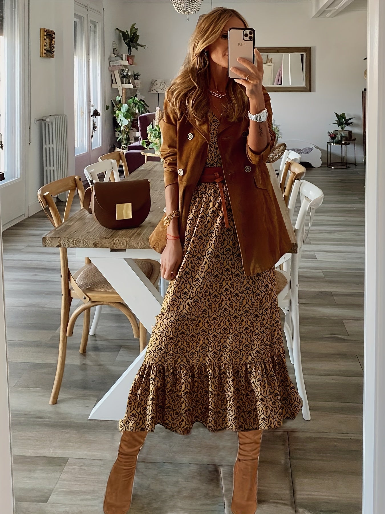  Boho Dress Women's Plus Allover Print Maxi Dress