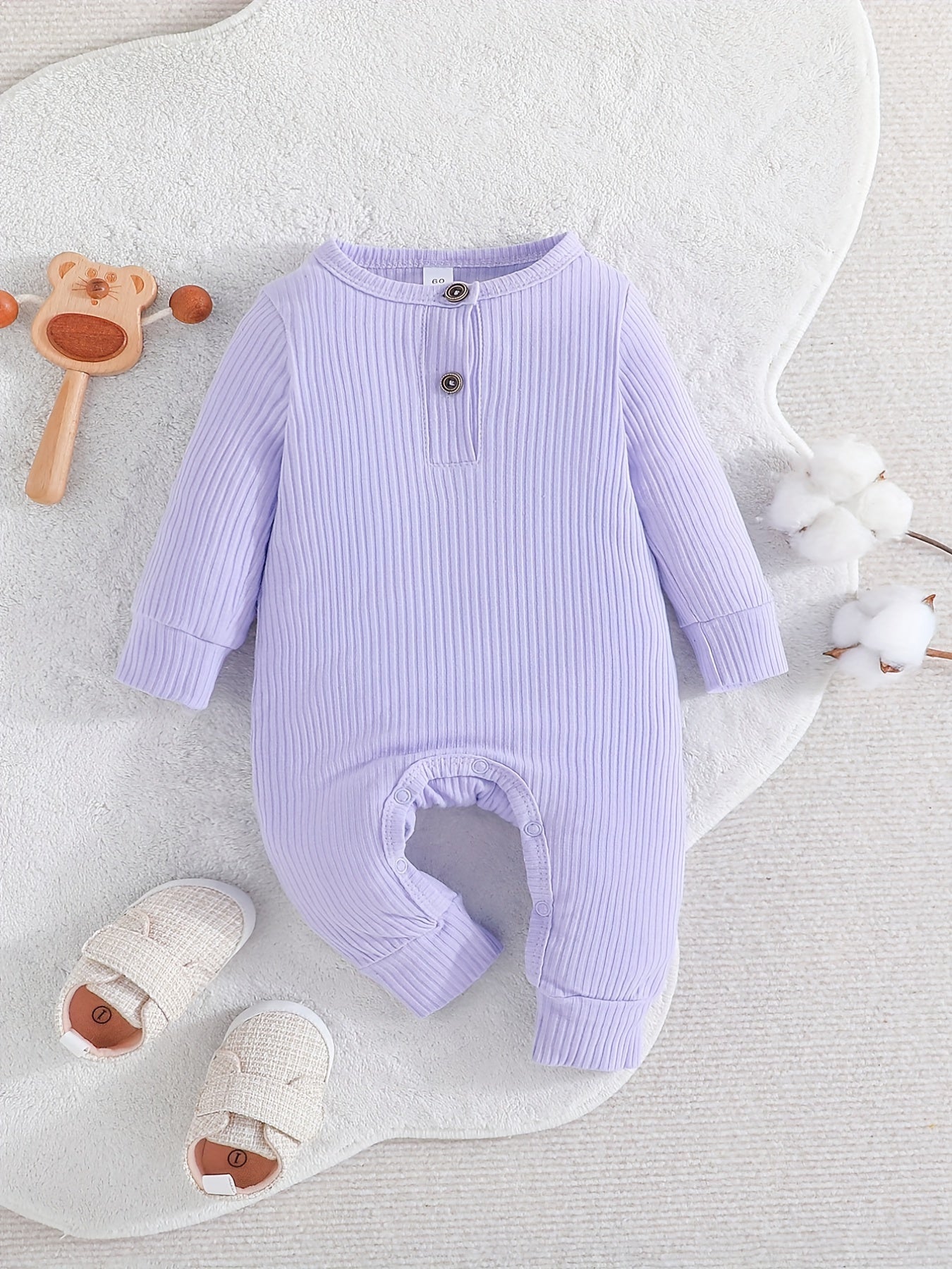 Newborn Baby Ribbed Romper Infant Cotton Long Sleeve Bodysuit
