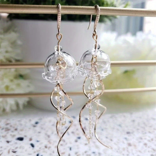 Creative Jellyfish Tassel Earrings Holiday Gift For Girls Summer Vacation