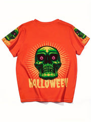 Boys Skull Printed Street Style T Shirt Halloween Costume Casual