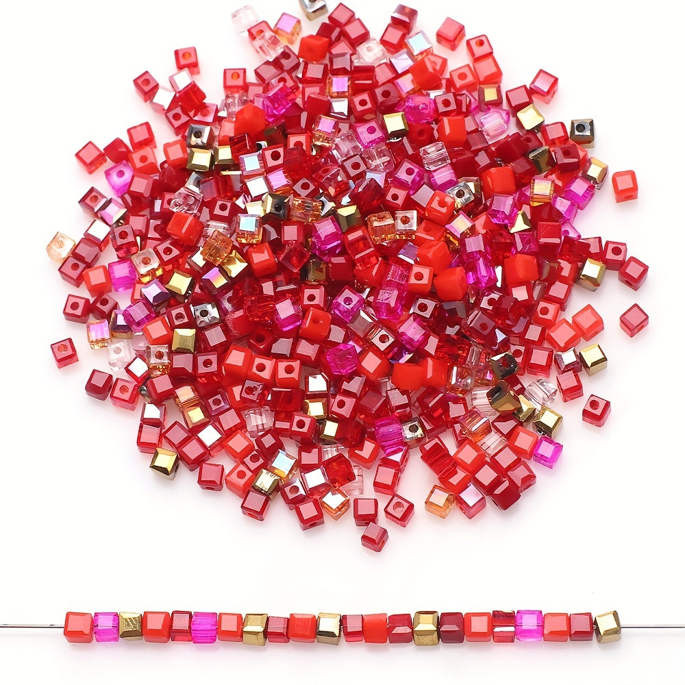 98pcs 3mm Square Crystal Glass Beads DIY Jewelry Accessories