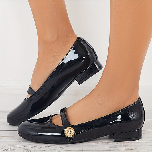 Women's Low Heel Mary Jane Patent Leather Shoes