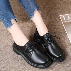 Women's Patent Leather Loafers Lace Up Casual British Style Shoes