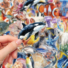 100pcs Ocean Creatures Stickers Colorful Fish Shells Coral