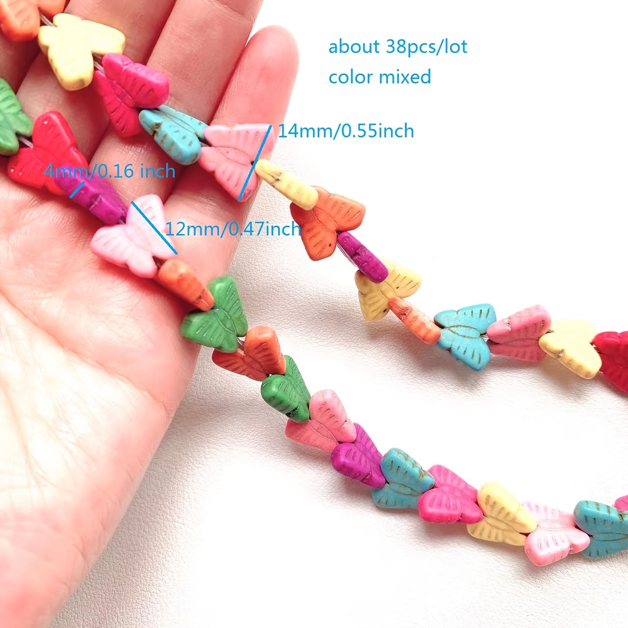 38pcs 14 12mm Butterfly Turquoise Stone Beads Jewelry Making