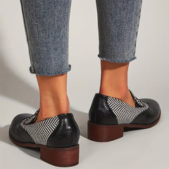 Women's Retro Brogues Low Heels Slip On Shoes