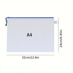 Transparent A4 Grid File Bag with Zipper Closure
