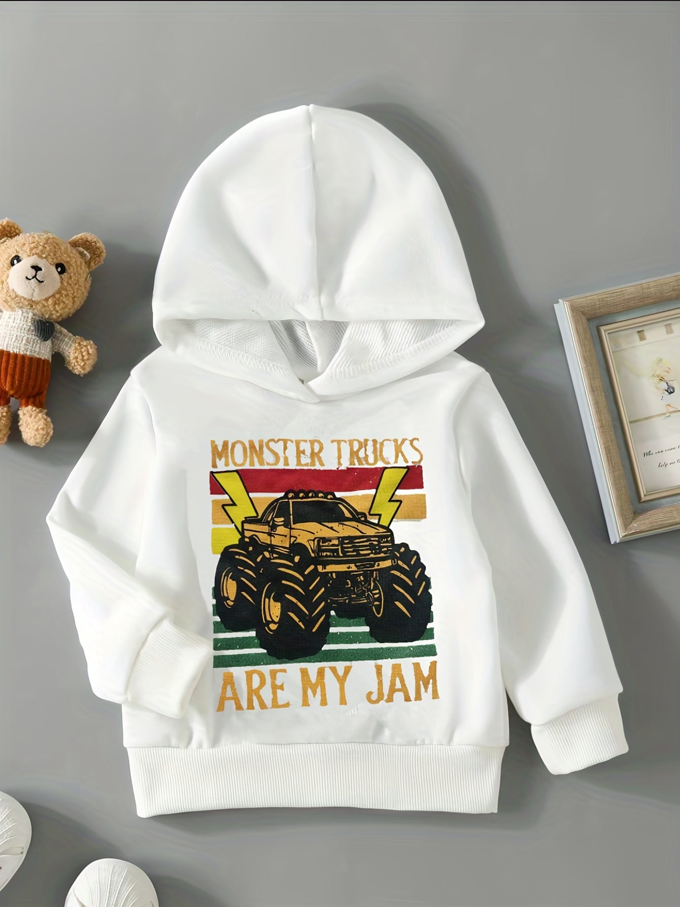 Boys' Hooded Car Print Sweater Top