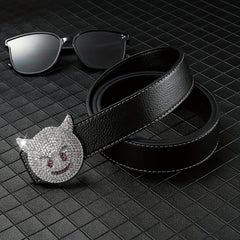 Men's Rhinestones Cat Buckle Belt Hip Hop Style