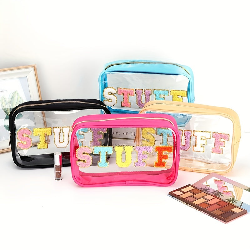 Plush Letter Pattern Zipper Makeup Bag