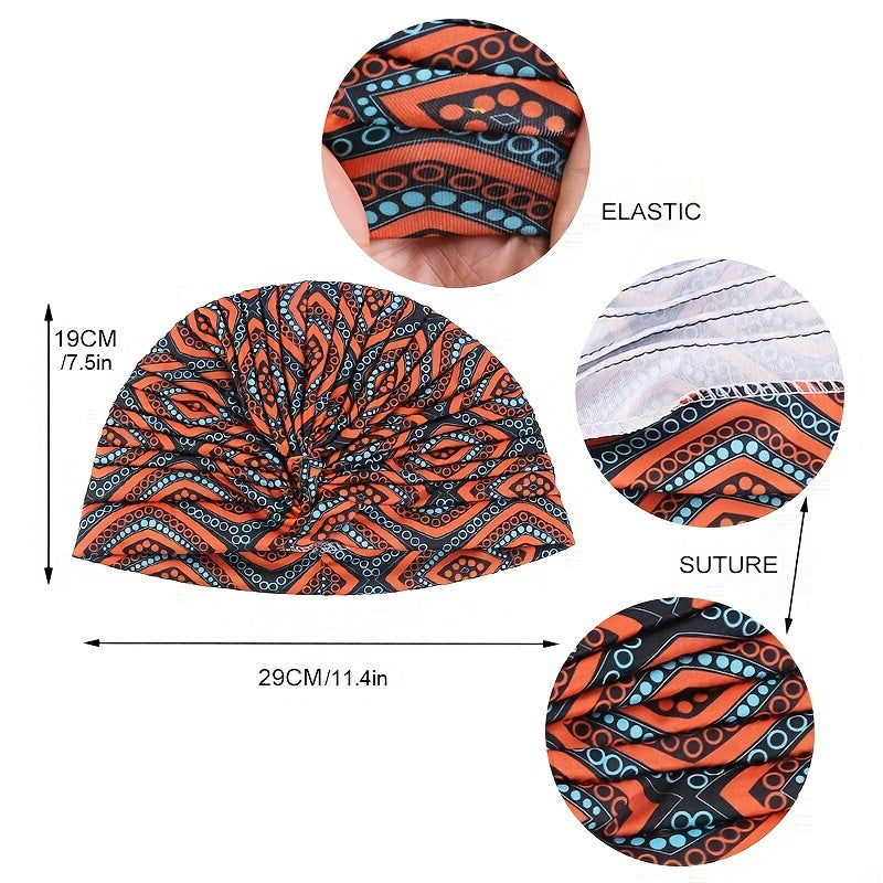 Boho Flower Print Turban Cap Head Wrap Lightweight Head Scarf Beanie