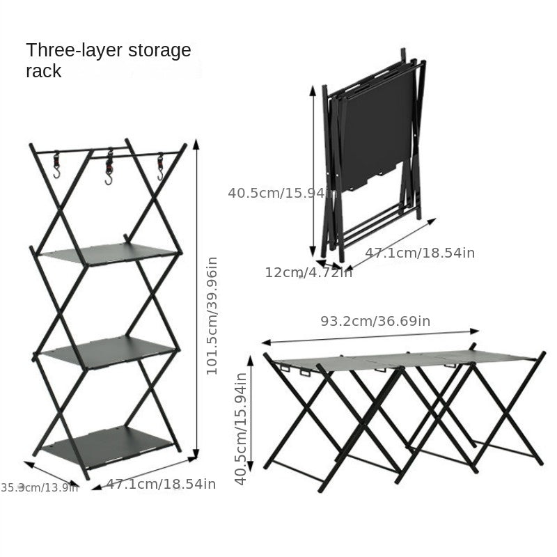 Portable Aluminum Alloy Table Storage Rack for Camping