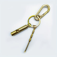Copper Alloy Whistle Ear digging Spoon Keychain Outdoor Gift