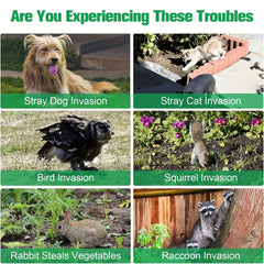 Solar Powered Ultrasonic Animal Repeller with Motion Sensor & Lights