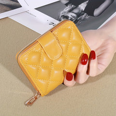 Argyle Quilted Coin Purse Foldable Clutch Bag Card Slots Short Wallet