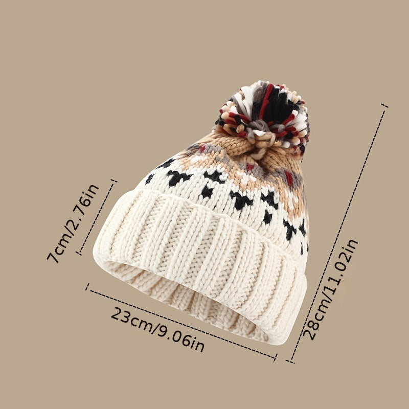 Hairball Knit Winter Beanie Hat Unisex Ear Protection Girls Women Gift