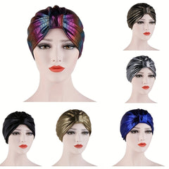 Elegant Laser Hot Stamping Turban Cap for Women