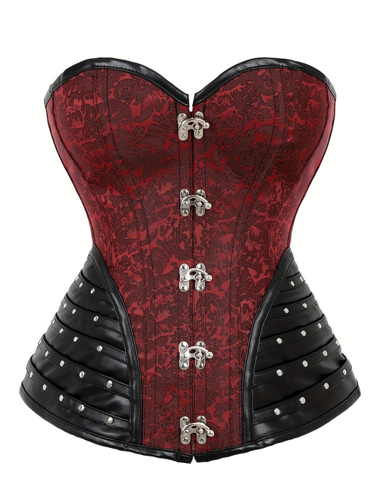 Gothic Strapless Corset Bustier Tummy Control Lace Up Jacquard Body Shaper