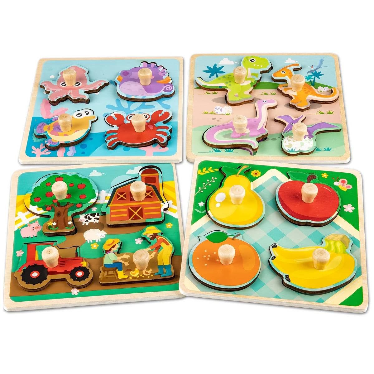 Wooden Peg Puzzle for 1 Year Olds - Educational Preschool Toy