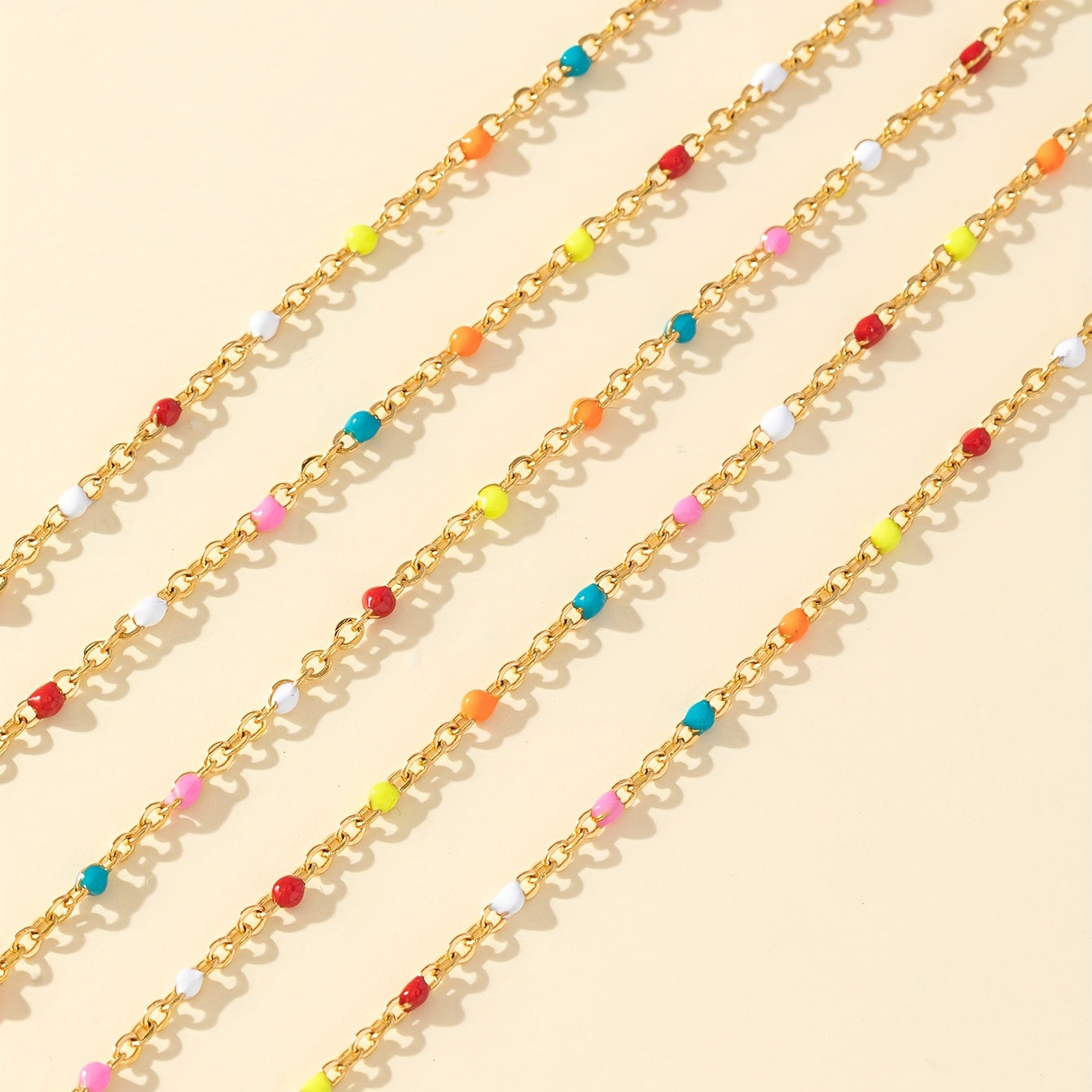 1pc 1M Colorful Drip Oil Chain Necklace Bracelet Waist Chain Red Stainless Steel