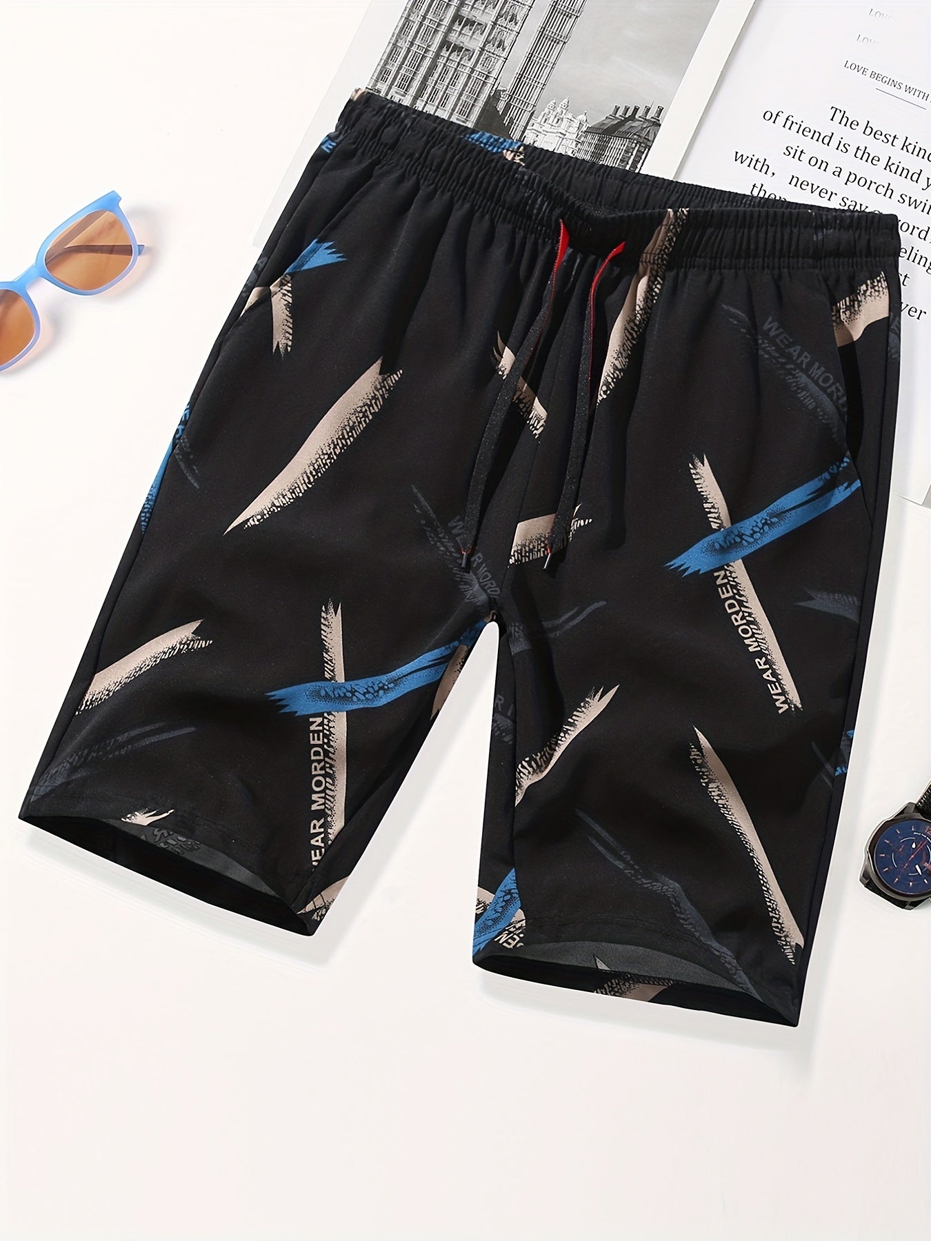 Men's Comics Beach Shorts Active Slightly Stretch Drawstring Shorts