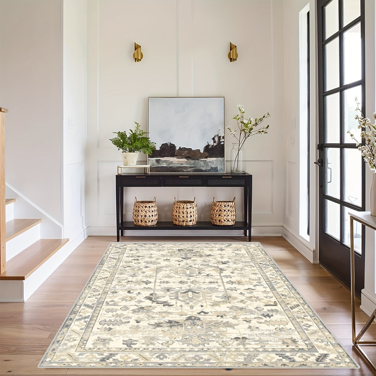 Persian Area Rugs Boho Soft Carpet Anti-Skid TPR Backing Vintage Floor Mat