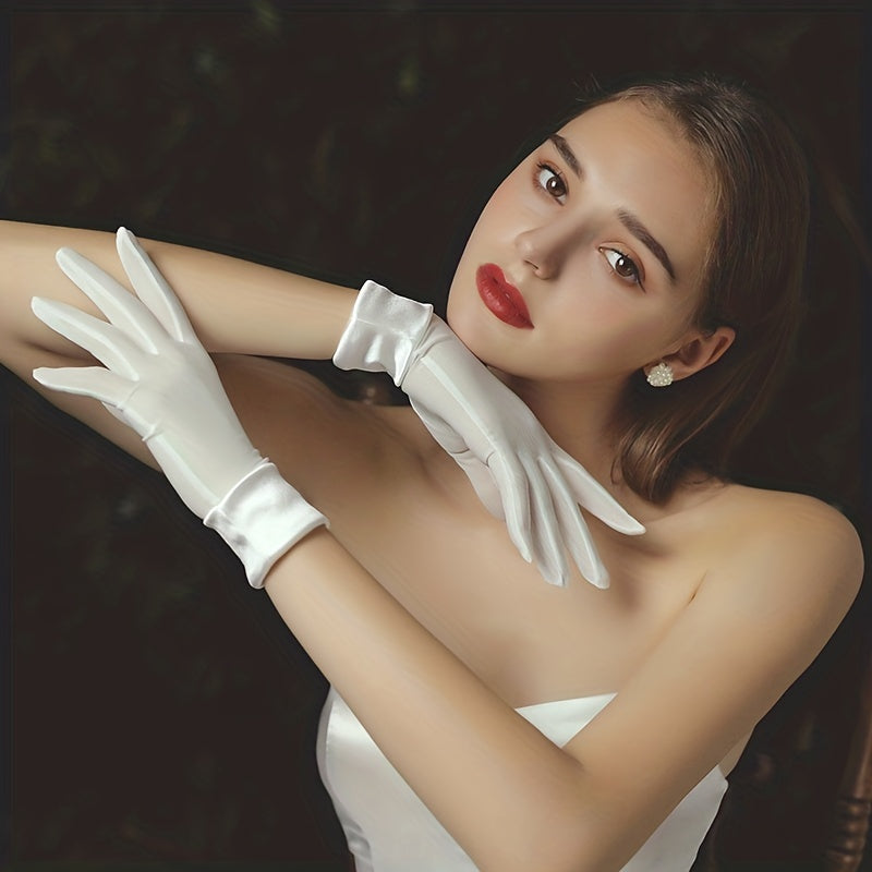 Short Satin Gloves Thin Breathable Solid Decoration Gloves