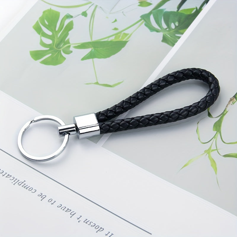Men's Rotatable Woven Leather Horseshoe Buckle Keychain