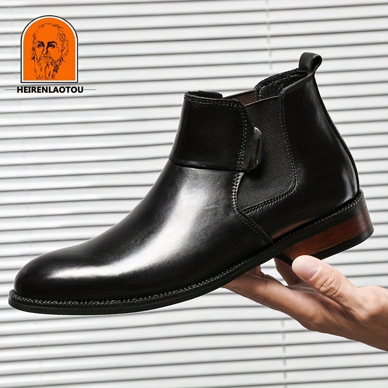 Men's Stacked Heel Chelsea Boots Casual Walking Shoes Elevator Shoes
