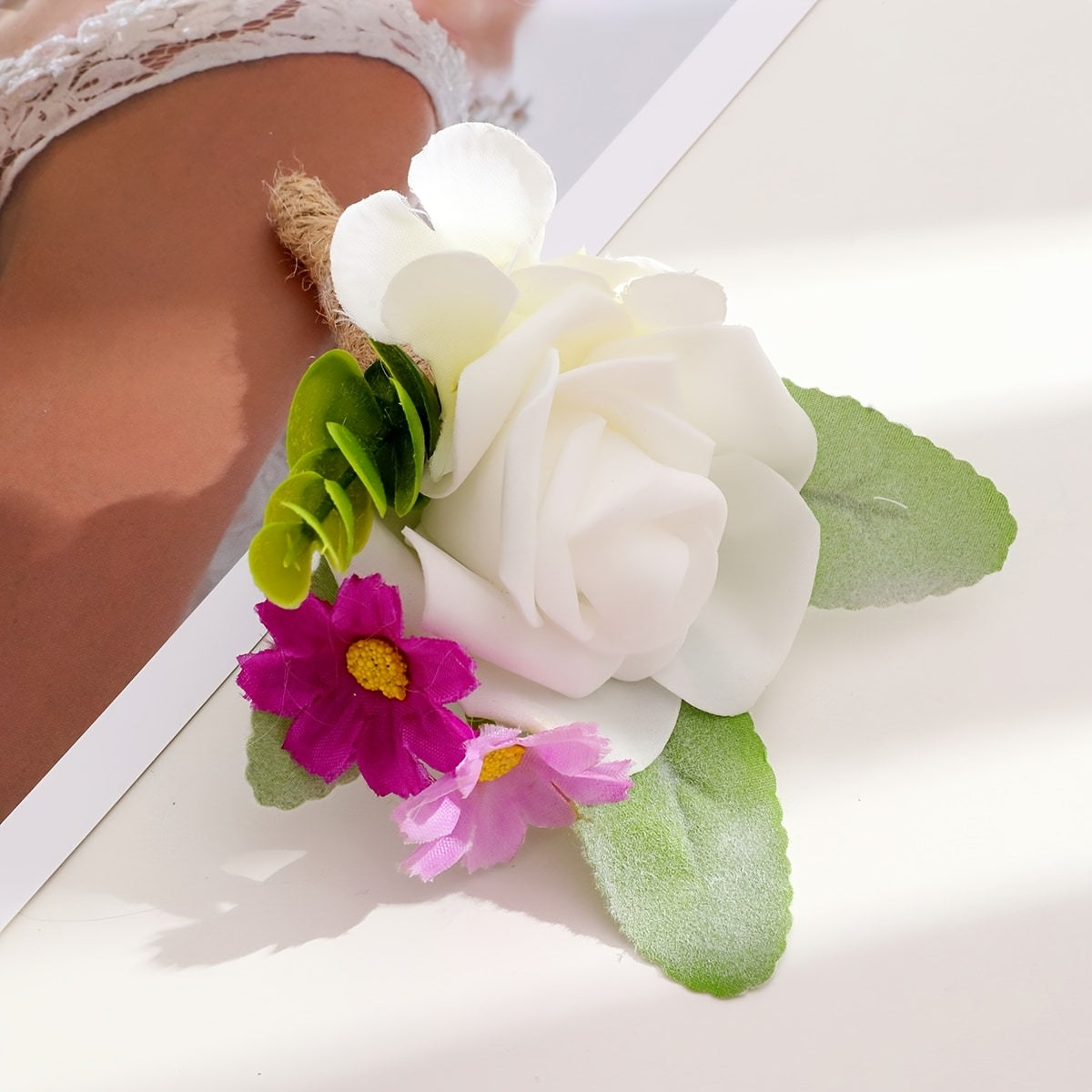 Romantic Rose and Pink Floral Boutonniere Wedding Accessory