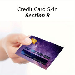 2pcs Dark Purple Starry Sky Scratch Resistant Credit Card Stickers