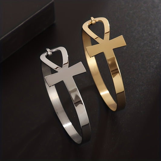Stainless Steel Ancient Egypt Cross Bracelet Golden Silver Bangles