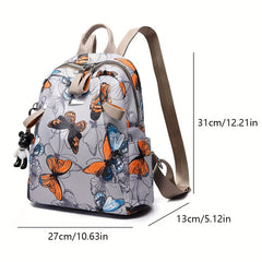 Butterfly Print Backpack Anti Theft Back To School Bag