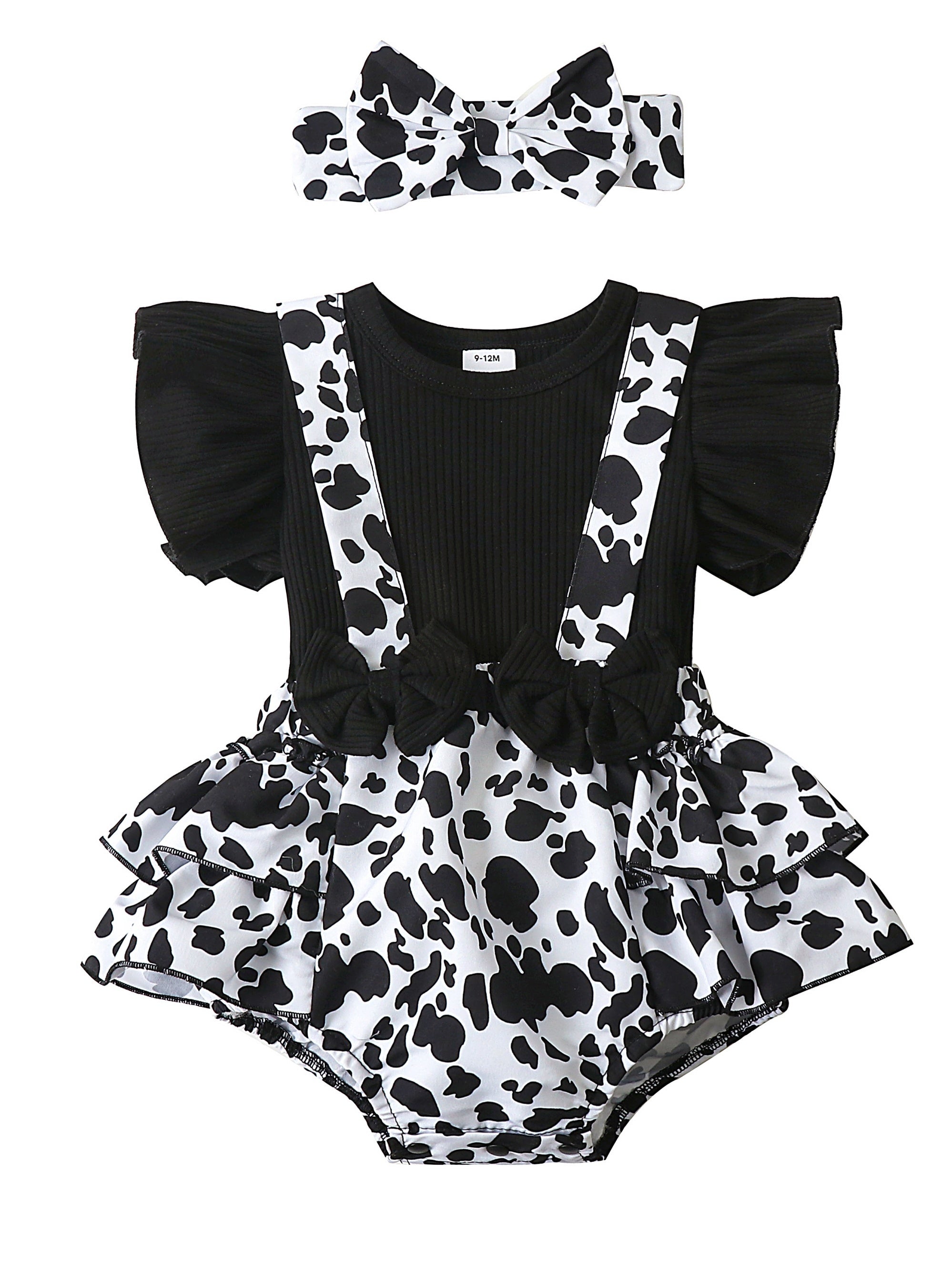 2pcs Baby Girls Elephant Fly Sleeve Onesie & Headband Set