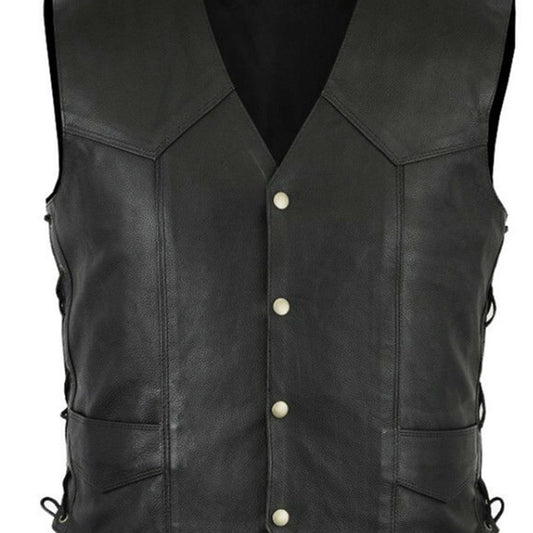 Men's Vintage Style Faux Leather Vest V-Neck Spring Fall