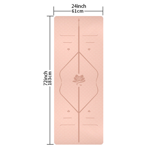 Non Slip Waterproof Yoga Mat 72x24x0.31 with Body Guide Line