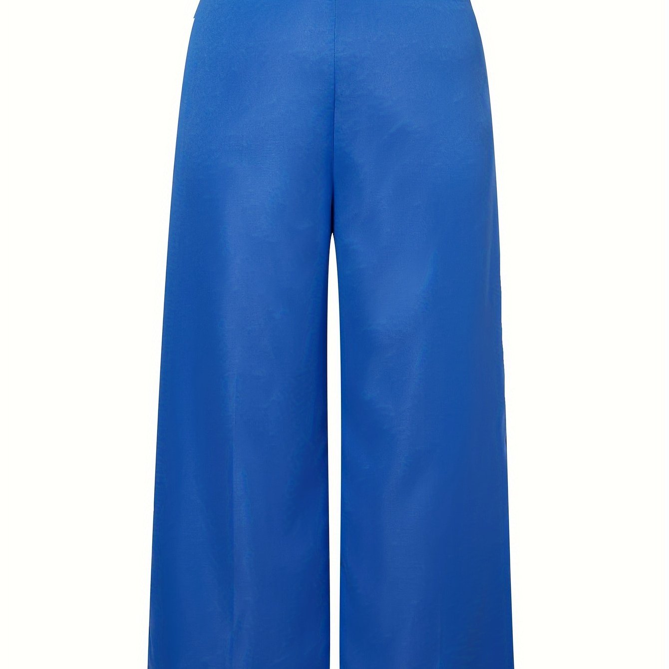  Solid High Rise Wide Leg Trousers