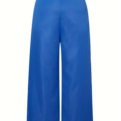  Solid High Rise Wide Leg Trousers