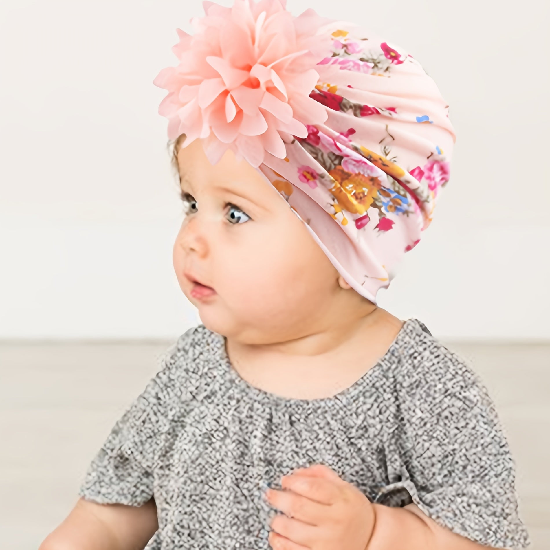 Chiffon Flower Baby Headscarf Cap for Daily Use