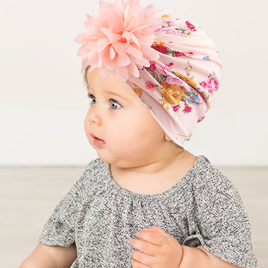 Chiffon Flower Baby Headscarf Cap for Daily Use