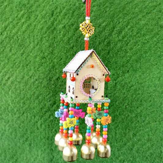 Mini House Wall Hanging Decor Wind Chime Bell for Kids Bedroom