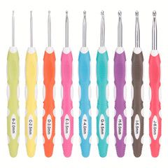9pcs Crochet Hook Hand Knitted Needles Colorful Grip DIY Process Knitting